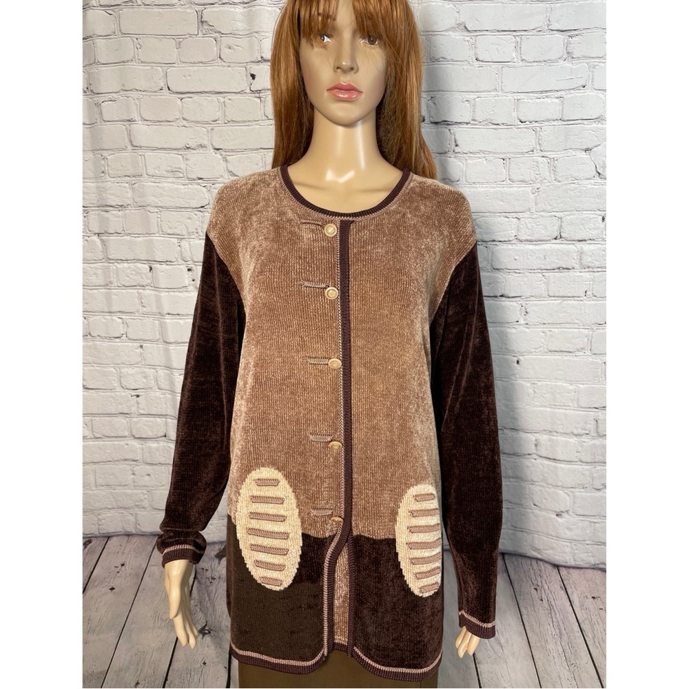 New Radzoli Chenille Brown Long Sleeve Sweater One Size